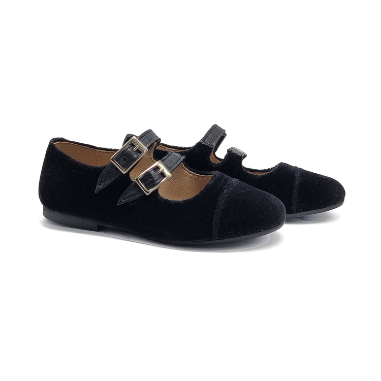 Maria Catalan Black Velvet 2 Buckle Mary Jane 705705