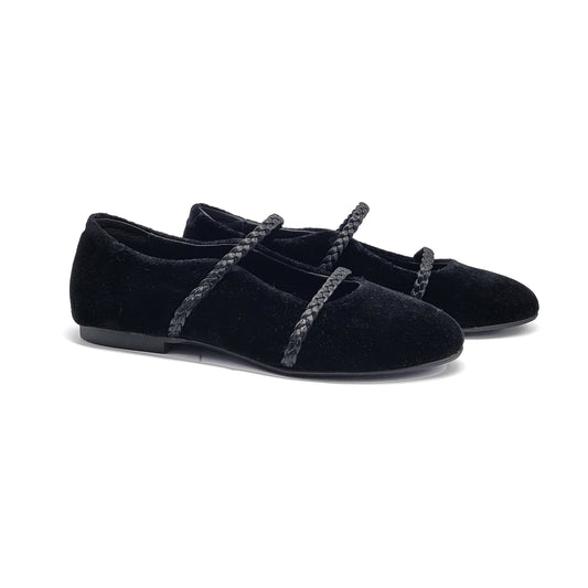 Blublonc Caroline Black Velvet Braids Slip on