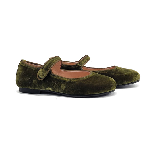 RUTH SECRET Olive Green Velvet Mary Jane 1004