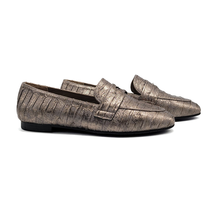 Brunelllis Fossil Grey Metallic Penny Slip on 414