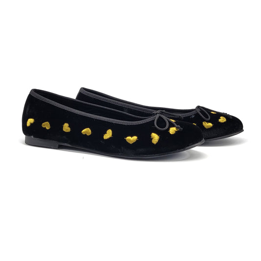 Geppettos Abby Gold Heart Balllet Flat