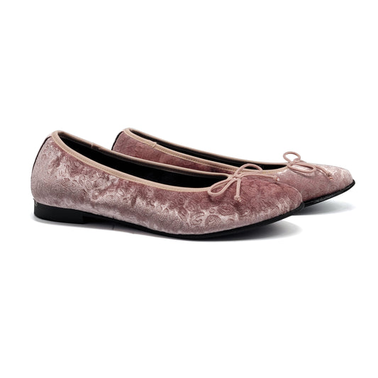 Andanines Pink Cheetah Velvet Ballet Flat 222541