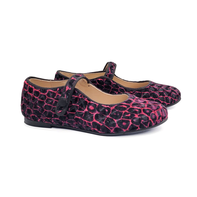 LMDI Flavia Black Fuchsia Velvet Mary Jane