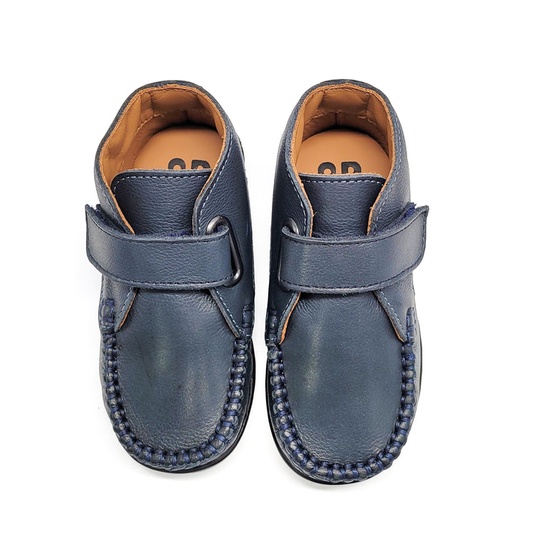 Porte Navy Cobbled Velcro Baby Bootie