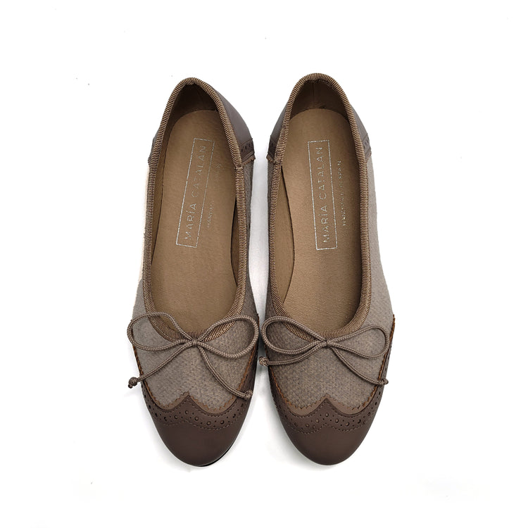 Maria Catalan Taupe Shaker Wingtip Ballet 705705