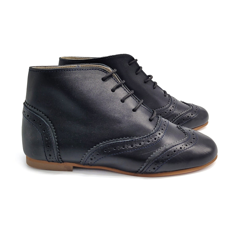 Sonatina Royal Black Grey Wingtip Lace Bootie