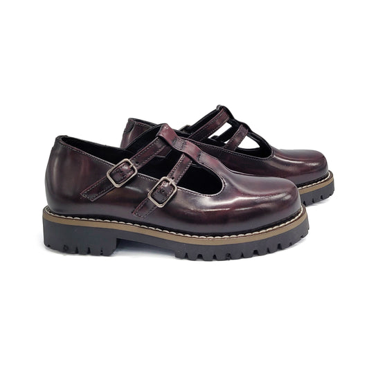 Blublonc DoubleDaily Chunky Ruby Tuscan T Strap School Shoe