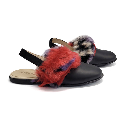 Naturino Toocuutie Multi Fur Black Slingback