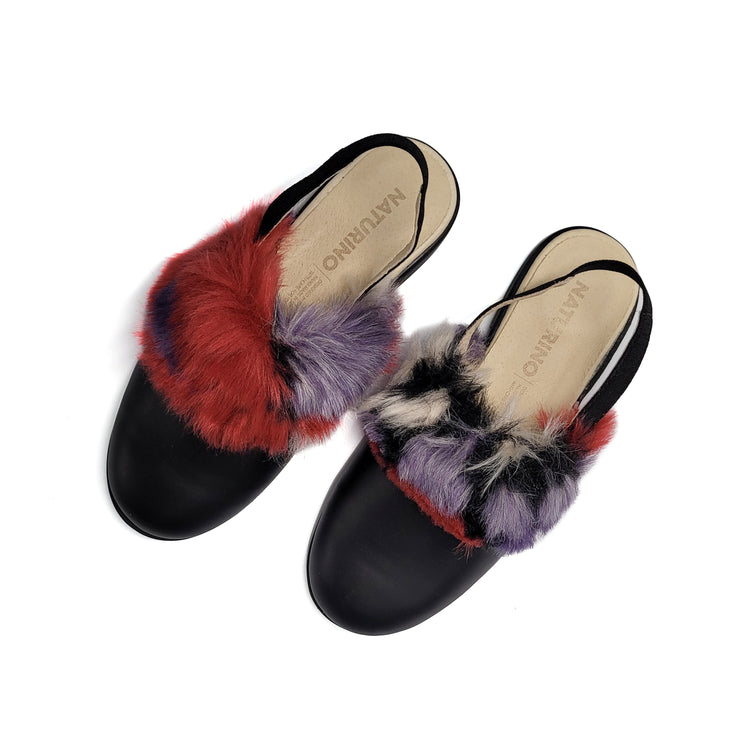 Naturino Toocuutie Multi Fur Black Slingback