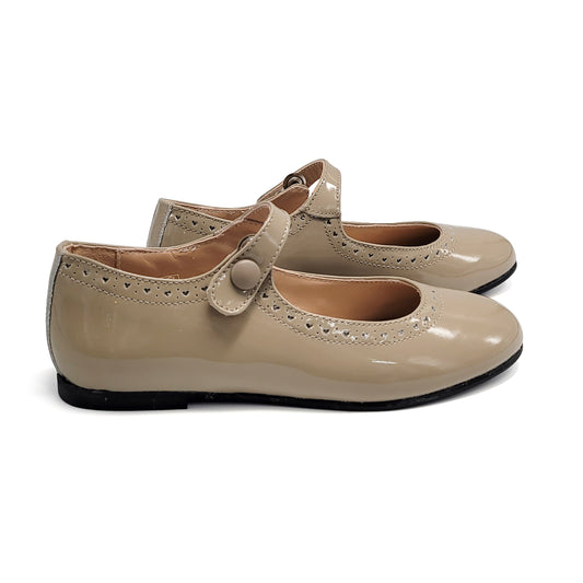 Lauve Taupe Patent Heart Mary Jane