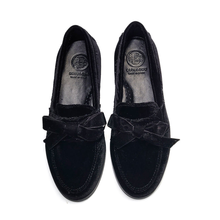 BLUBLONC HOLLY BLACK FRENCH VELVET Bow Slip On