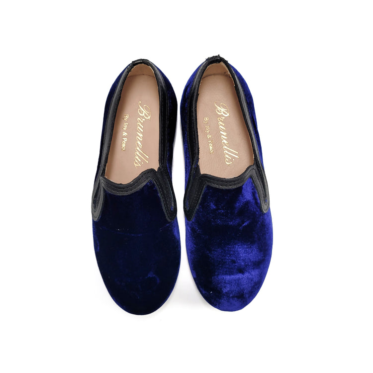 BRUNELLIS Francia Blue Velvet Smoking Slip On Br103