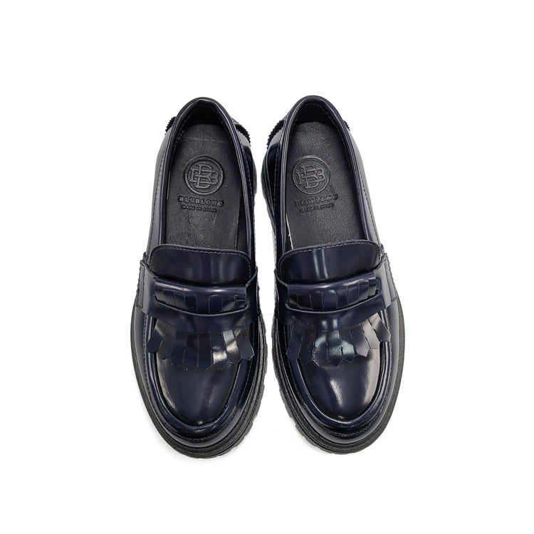 Blublonc Heidi Navy Burst Fringe Chunky Loafer