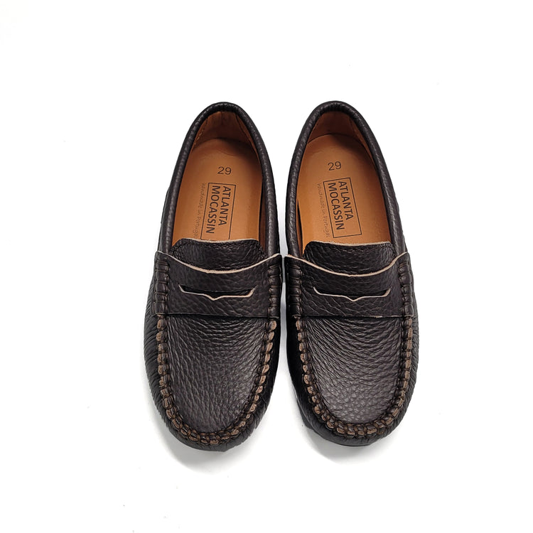 Atlanta Mocassin Brown Grain Leather Penny Loafer 032