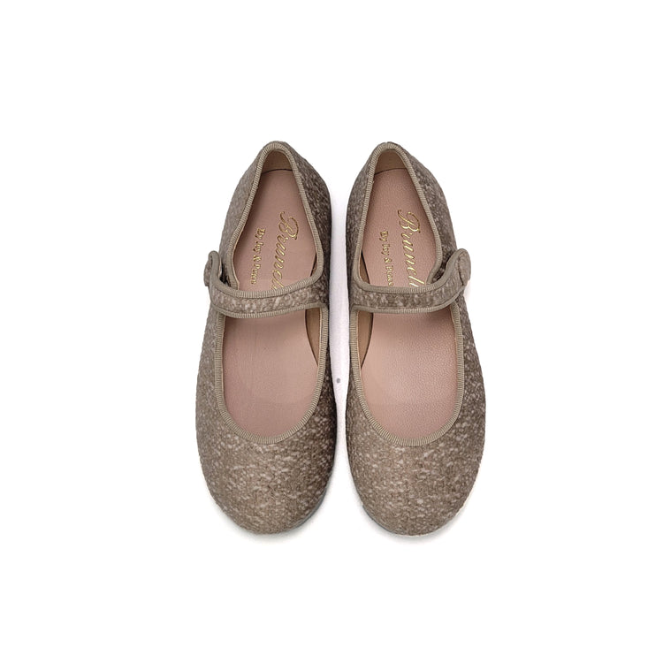 Brunellis Taupe Stone Velvet Mary Jane S-21