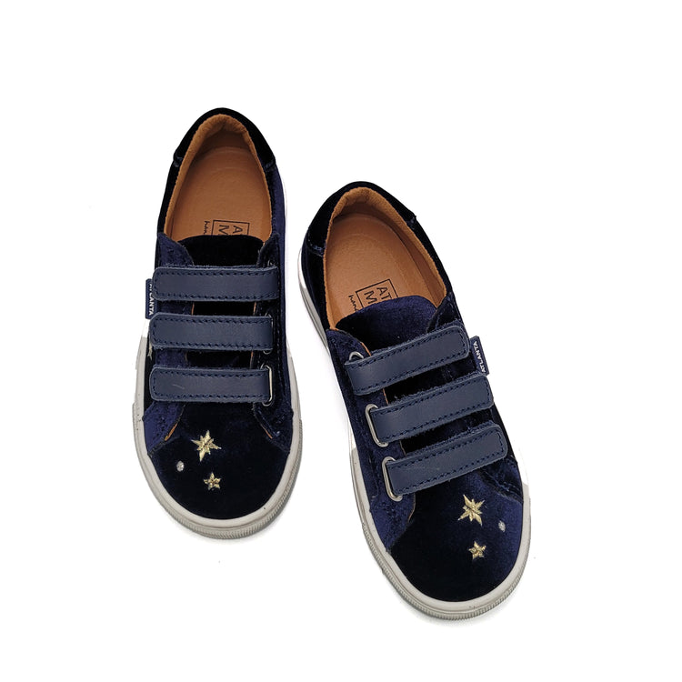 Atlanta Mocassin Navy Velvet Skys Velvet Velcro Sneaker 523