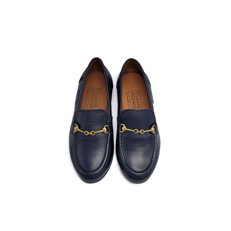 ATLANTA MOCASSIN Navy Blue Chain Slip ON -19014