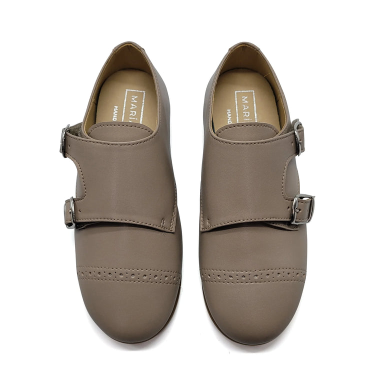 Maria Catalan Taupe Velcro Monk Strap Dress Shoe 605708