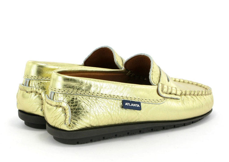 Atlanta Moccasin Gold Metallic Penny Loafer mt64