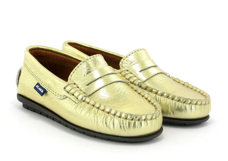 Atlanta Moccasin Gold Metallic Penny Loafer mt64