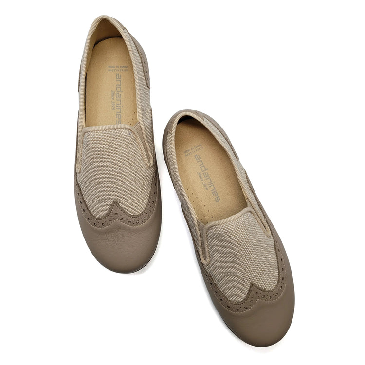 Andanines Taupe Linen Smoking Shoe 241553