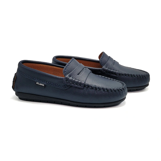 Atlanta Mocassin Navy Grain Penny Loafer 032