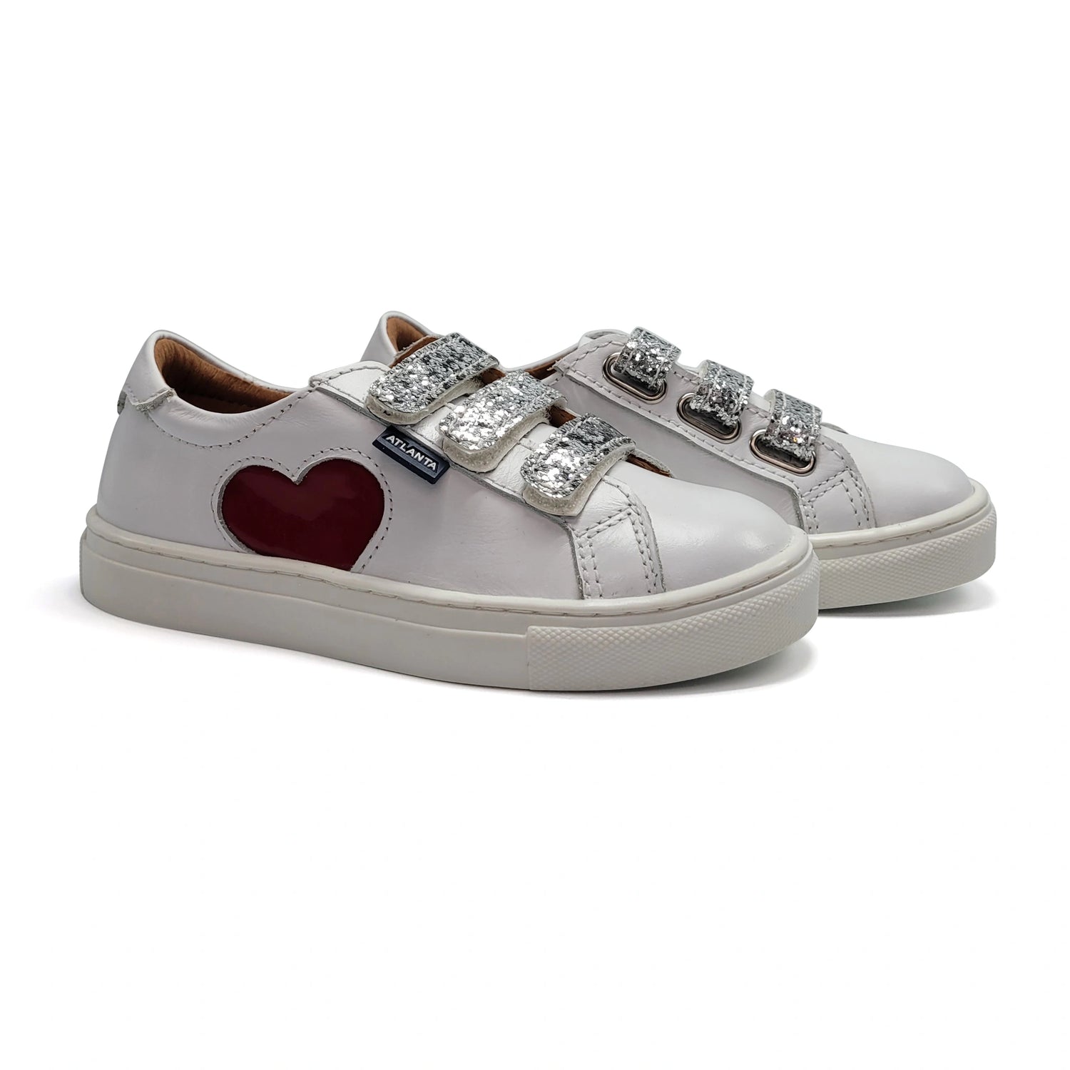 Atlanta Mocassin White Red Hearts Velcro Sneaker 523