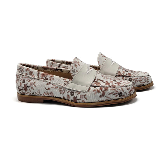 Blublonc Caylee Cappuccino Floral Penny Loafer