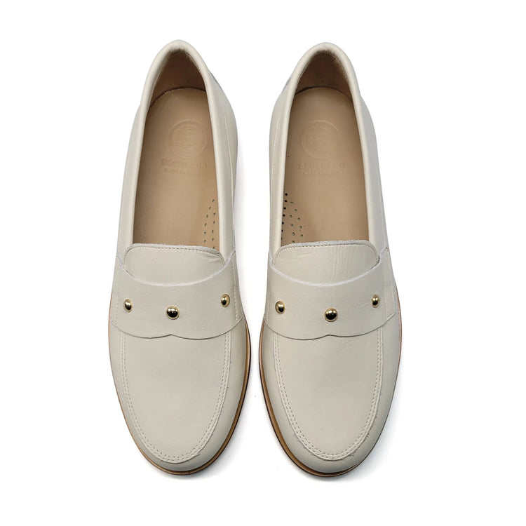 Blublonc Caylee Ivory Gold Stud Loafer