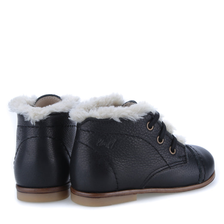 EMEL Black Pebbled Fur Baby Bootie 2408