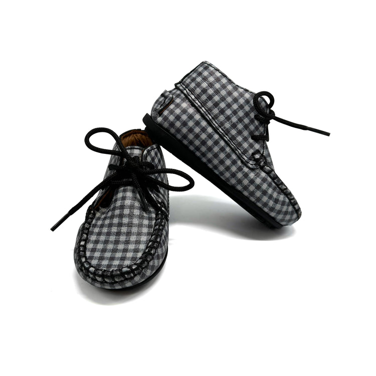 Atlanta Mocassin Black and White Checkered Baby Bootie 073