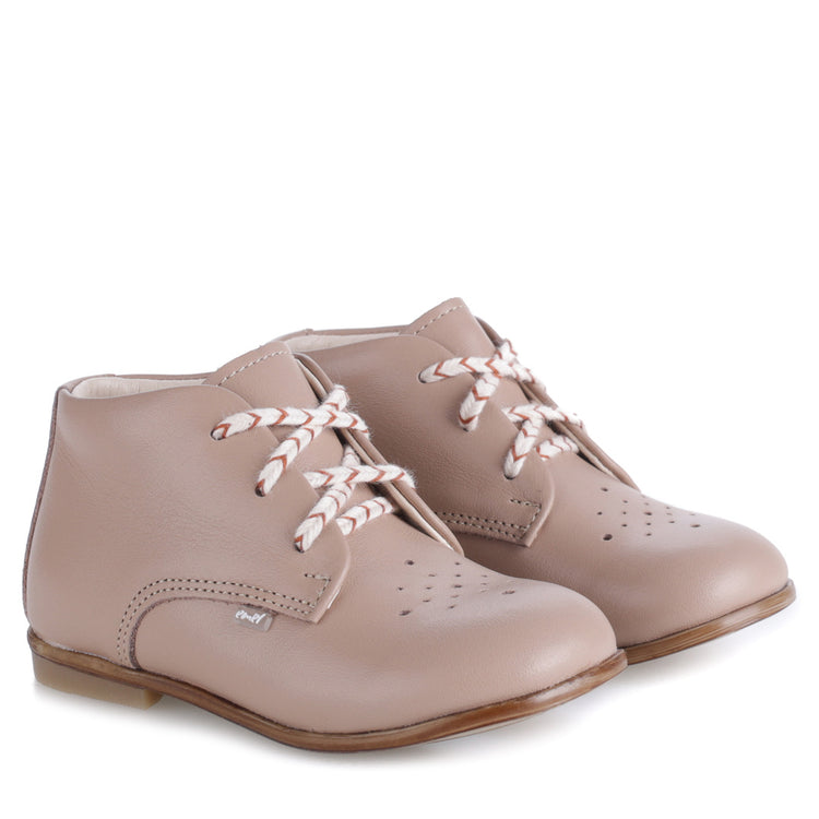 Emel Stone Taupe Lace Baby Shoe E1426