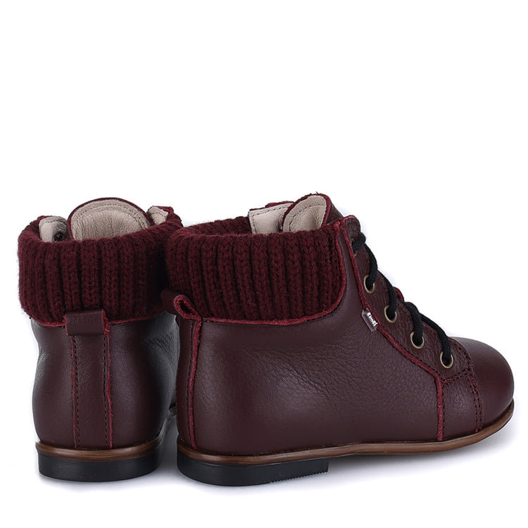 Emel Wine Leather Sweater Baby Bootie 1430