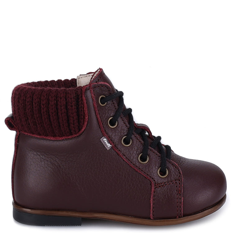 Emel Wine Leather Sweater Baby Bootie 1430