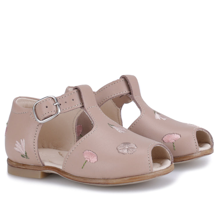 Emel Taupe Embroidery Baby Sandal E2208