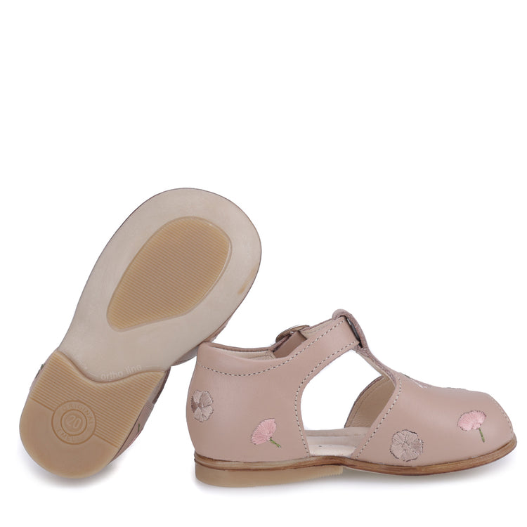 Emel Taupe Embroidery Baby Sandal E2208