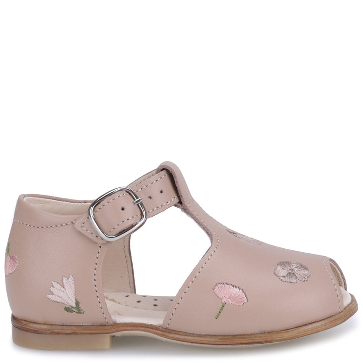 Emel Taupe Embroidery Baby Sandal E2208