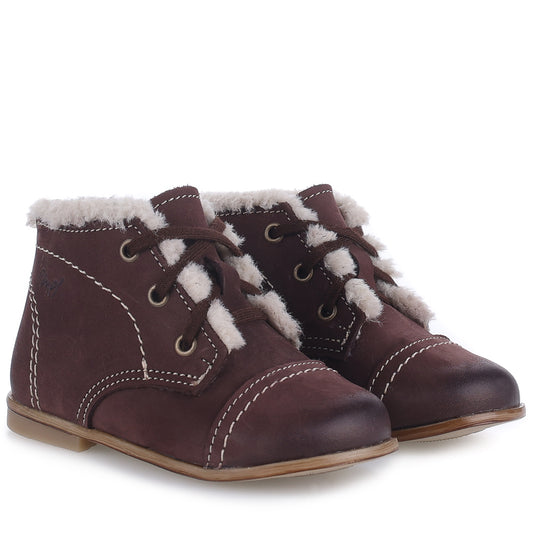 Emel Brown Nubuck Fur Baby Bootie 2438