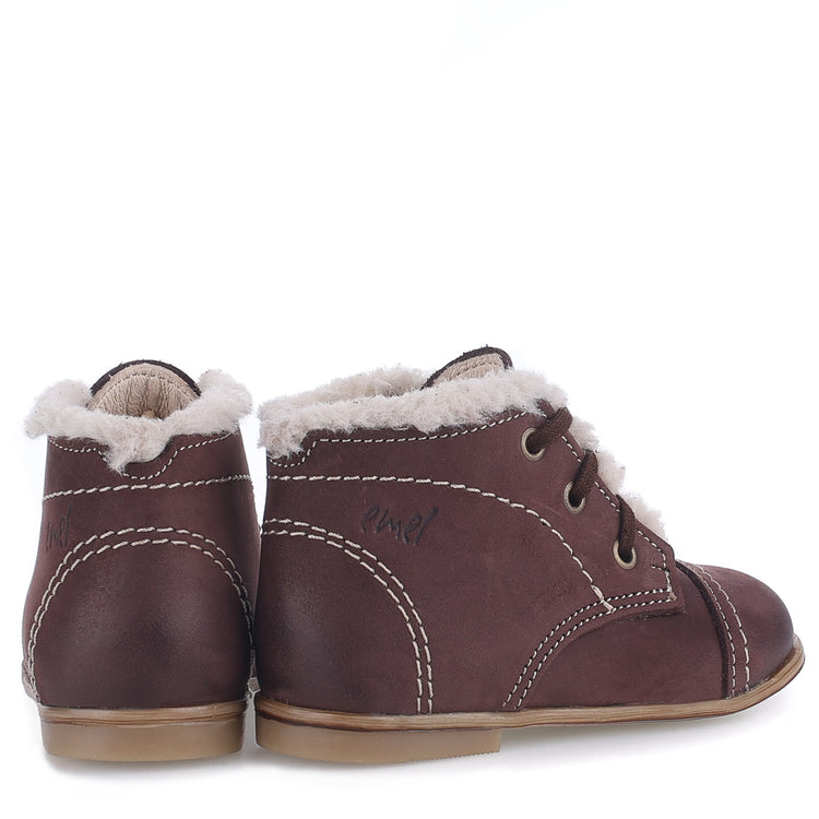 Emel Brown Nubuck Fur Baby Bootie 2438