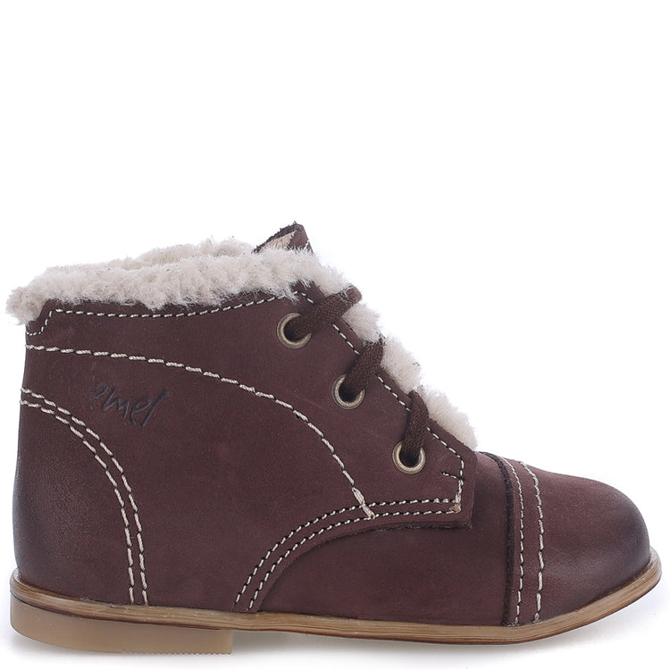 Emel Brown Nubuck Fur Baby Bootie 2438