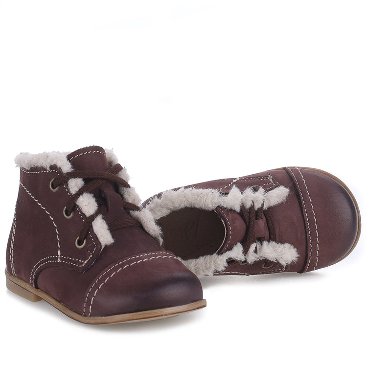 Emel Brown Nubuck Fur Baby Bootie 2438