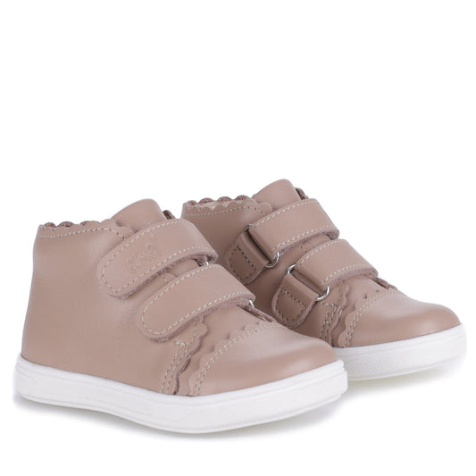 Emel Stone Taupe Velcro Baby Sneaker 2671