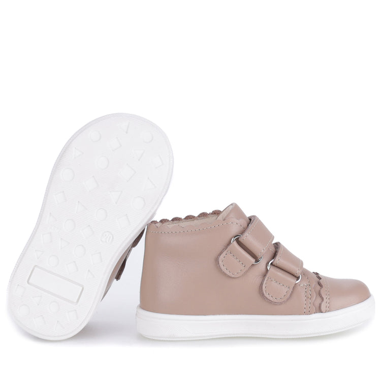 Emel Stone Taupe Velcro Baby Sneaker 2671