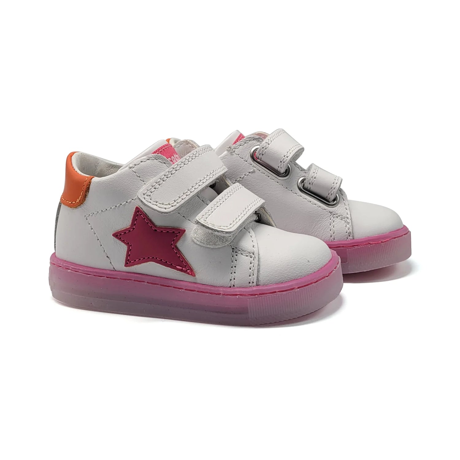 Falcotto Sasha White Fuchsia First Walker Velcro Sneaker