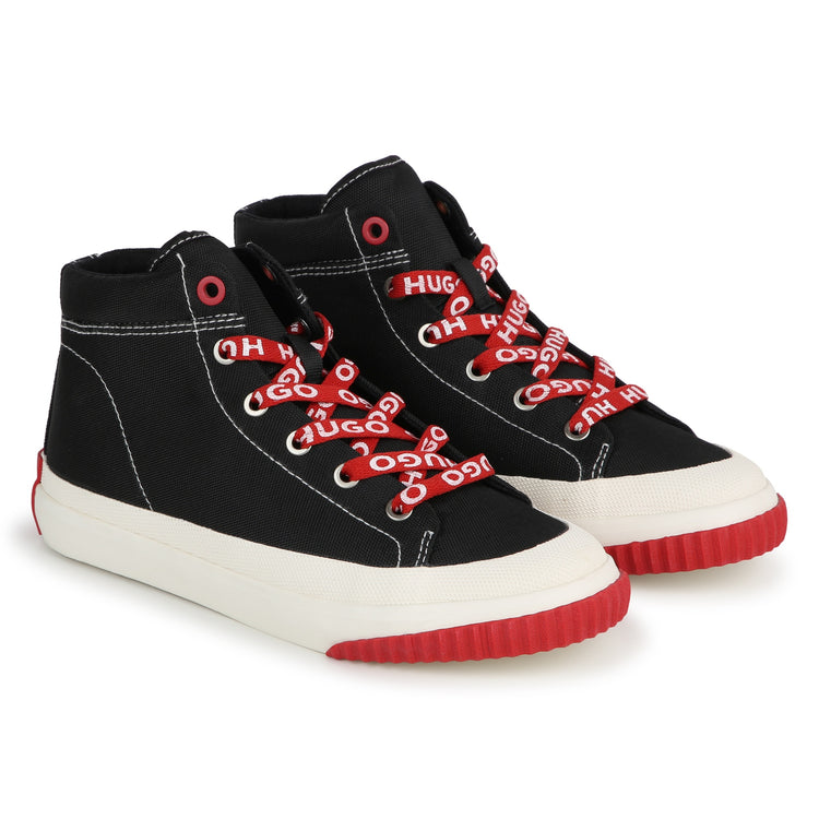 Hugo Black Candy Cane Lace Hi Top Sneaker G00099