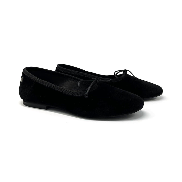 Maria Catalan Black Velvet Hi Cut Ballet Flat 605710