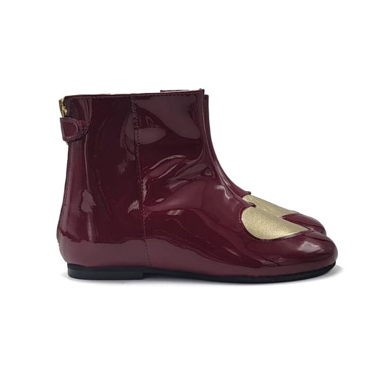 Sonatina Philia Burgundy Patent Heart Bootie