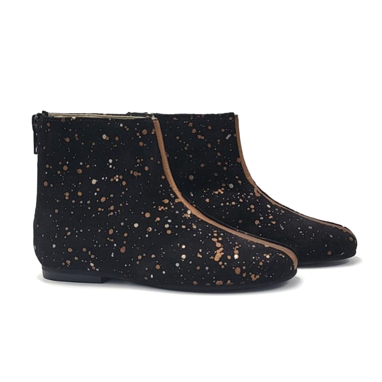 Sonatina Helen Black Gold Speckled Zipper Bootie