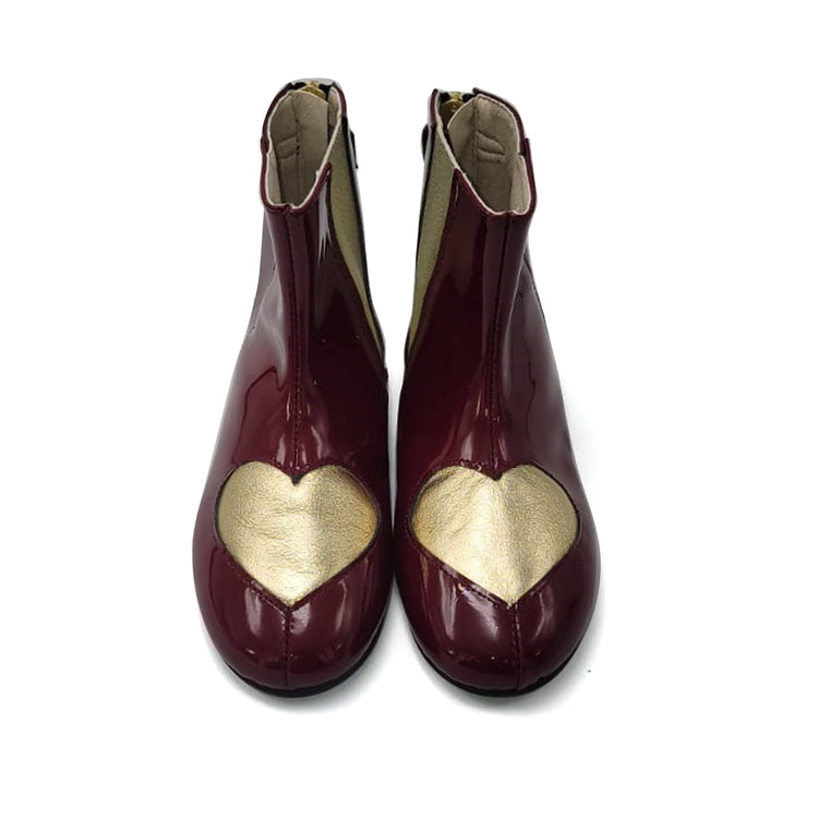 Sonatina Philia Burgundy Patent Heart Bootie