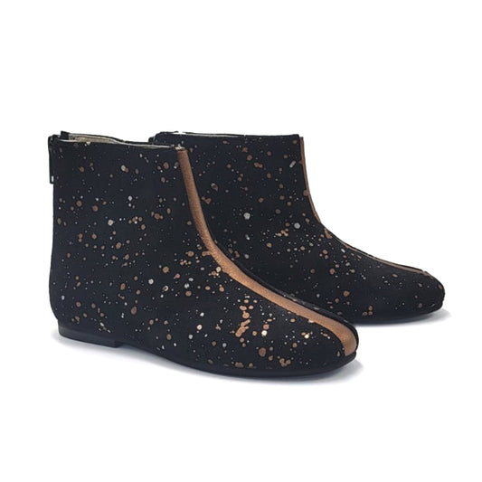 Sonatina Helen Black Gold Speckled Zipper Bootie